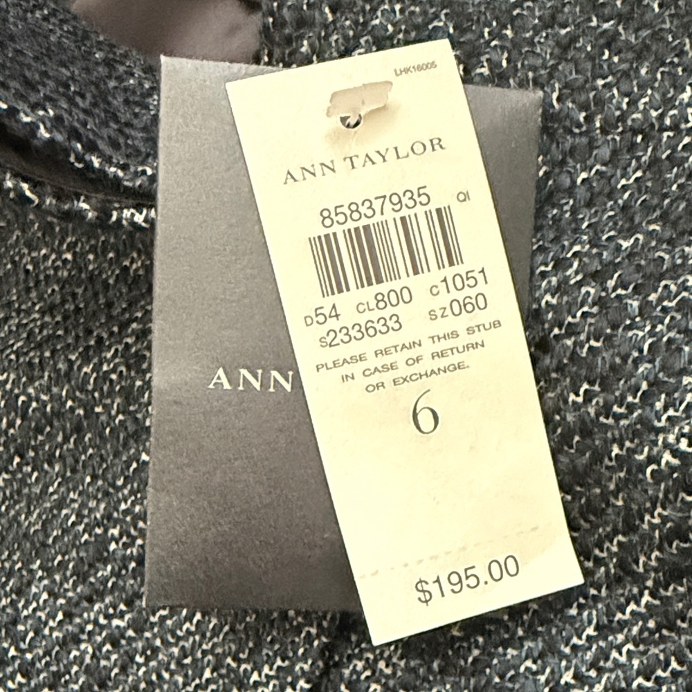 Ann Taylor Wool Blend Dark Navy Charcoal Button-Up Blazer - Picture 3 of 8